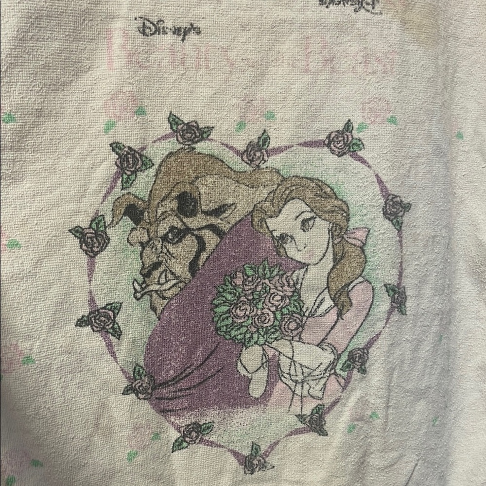 Vintage Disney beauty and the beast Towel with Purple and Green Accents